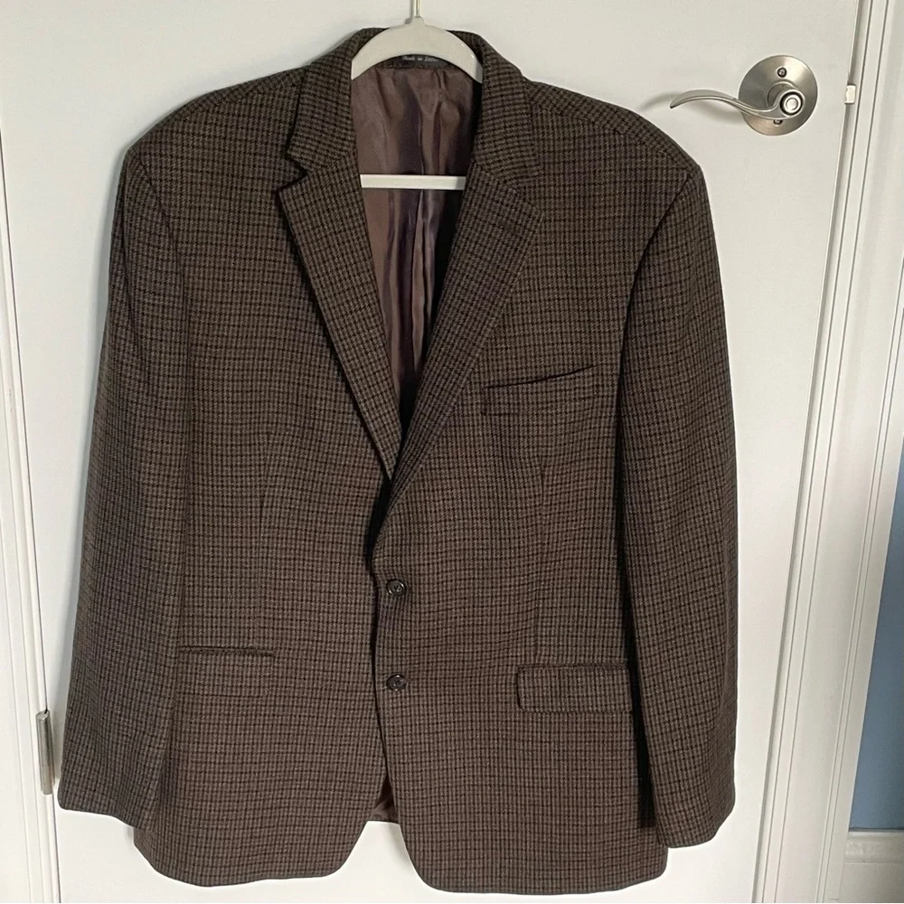 Lauren Ralph Lauren Brown Wool Houndstooth Sport Coat Blazer Jacket 47159